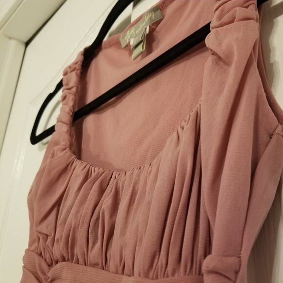 Pink Y2K Ruched Tank Top Mid Length Top Nude Women XS Vintage Feminine Girly - Picture 6 of 10